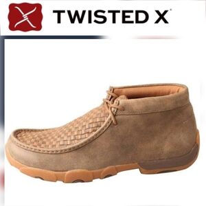 Twisted X Men's Driving Moc Bomber Tan Woven Leather Chukka Shoes